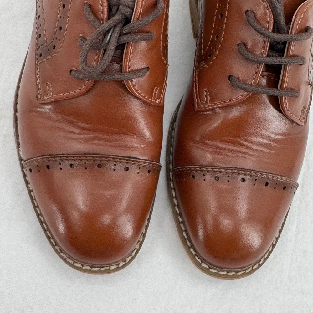 Ashford Hayes Crux Boys Cognac Brown Dress Shoes Size 10 Kids Cap Toe Oxford